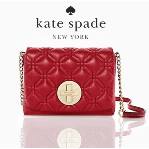 Kate Spade Astor Court Naomi Quilted Leather Crossbody Bag Red - Picture 1 of 12
